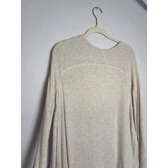 We The Free Shirt Women's Small Oatmeal Off White Cream Waffle Knit Scoop Neck - Picture 4 of 4